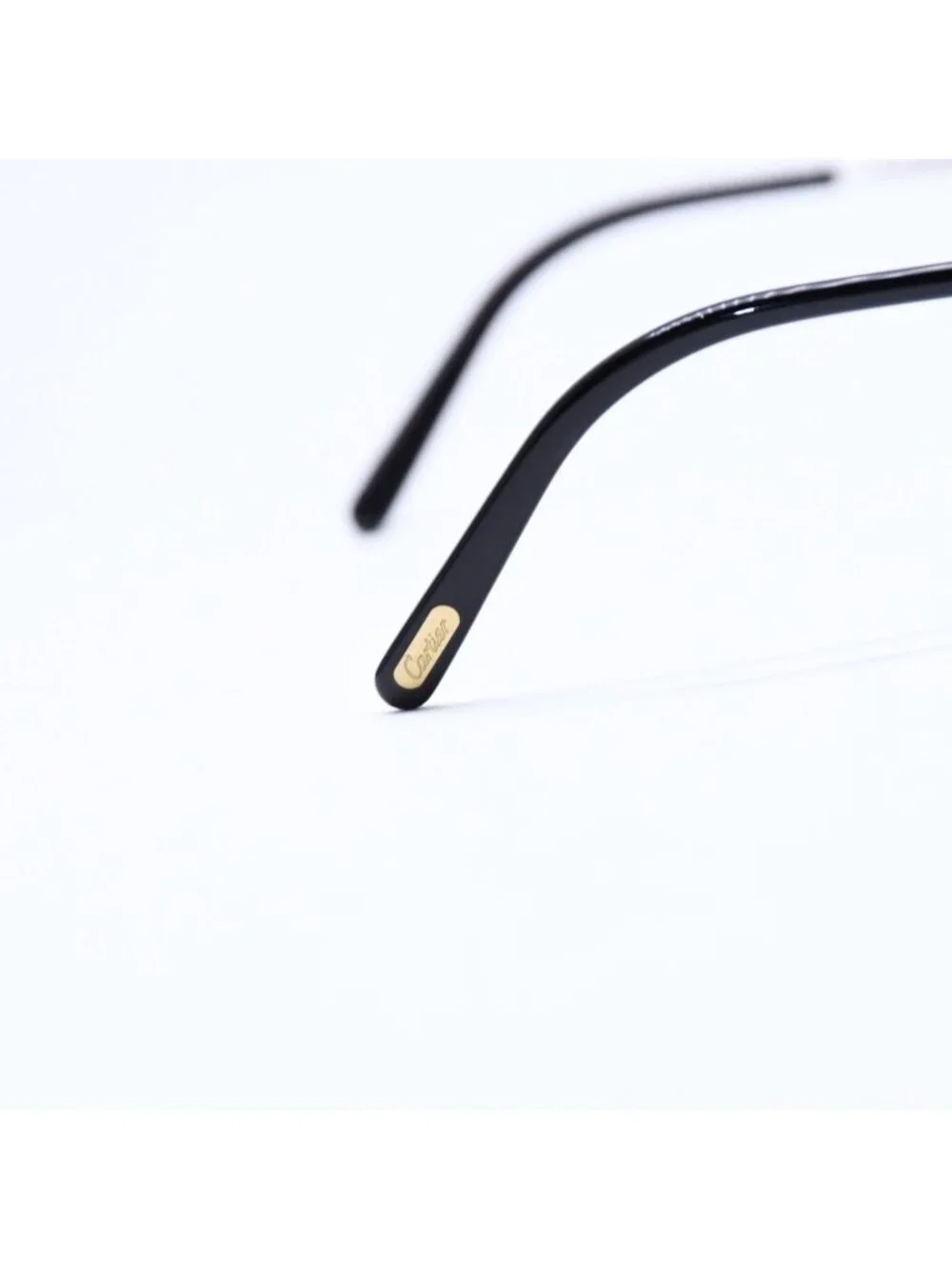 Cartier Rimless Oval Sunglasses 2C Motif Black Allie Silver Eyewear